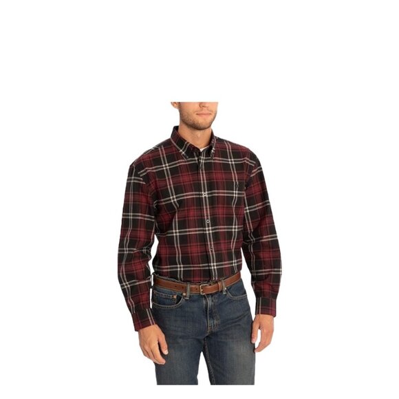 Orvis Mens Plaid Classic Collection Button Down Shirt Burgundy Size M Fall Work - Picture 1 of 16